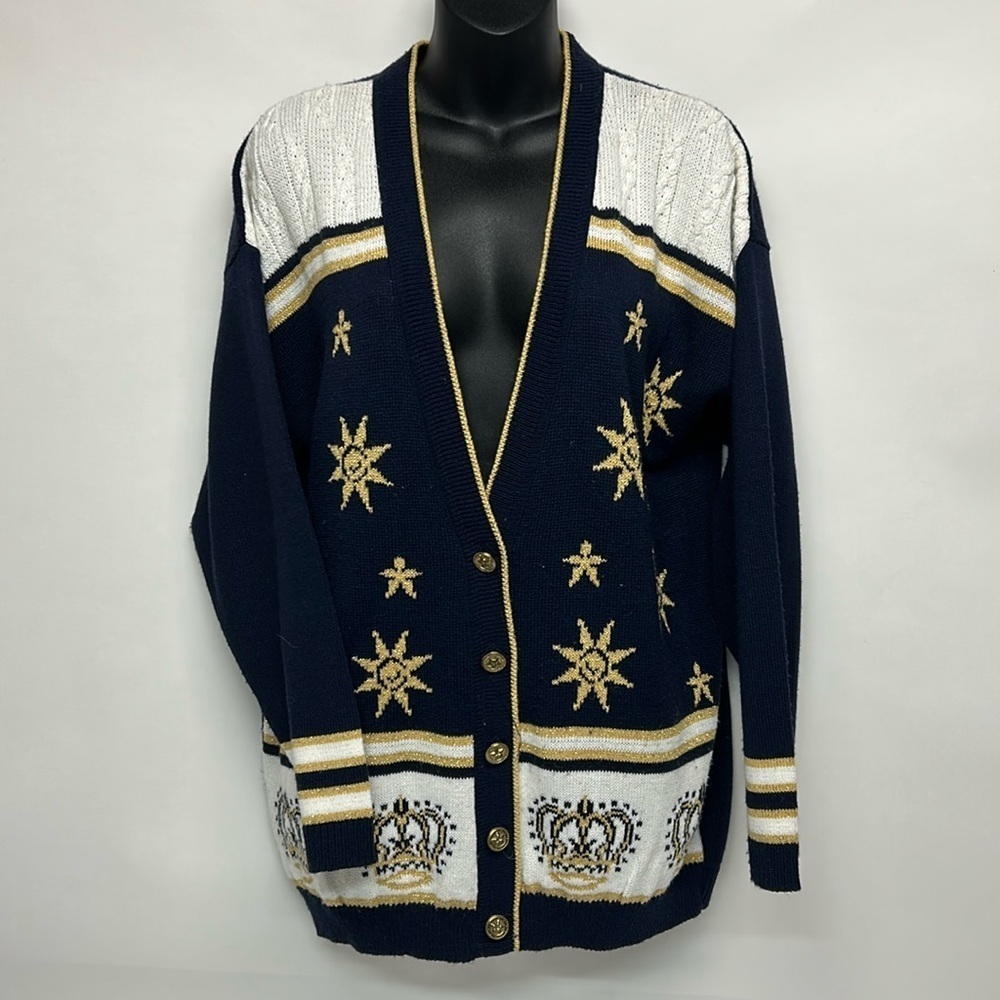 Norton McNaughton cardigan, size medium crowns, and stars nautical